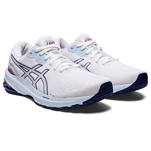 ASICS Women's GT-1000 11 Running Shoes, 9, White/Dive Blue