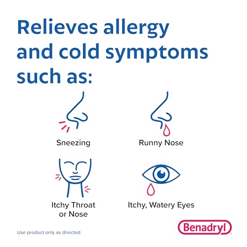 Benadryl Ultratabs Antihistamine Allergy Relief Medicine, Diphenhydramine HCl Tablets for Relief of Cold & Allergy Symptoms Such as Sneezing, Runny Nose, & Itchy Eyes & Throat, 100 ct