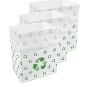 Clean Cubes 13 Gallon Disposable Trash Cans (3-Pack). Reusable Garbage and Recycling Bins for Parties, Events, and More (Recycle - 18" Tall x 14" Wide 10" Deep)