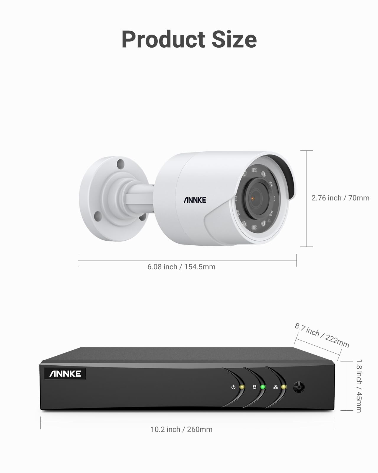 ANNKE Security Camera System, 3K Lite 5-in-1 H.265+ 8CH DVR with 1TB Hard Drive and (4) 1080p (2MP) Weatherproof Surveillance Wired Cams, AI Human/Vehicle Detection, 100ft Night Vision, Email Alert