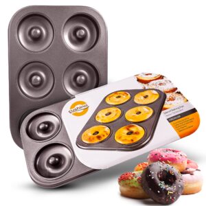 dohnuts donut pan premium 6 cup non-stick mini doughnut and bagel maker – for healthier homemade baked cakes