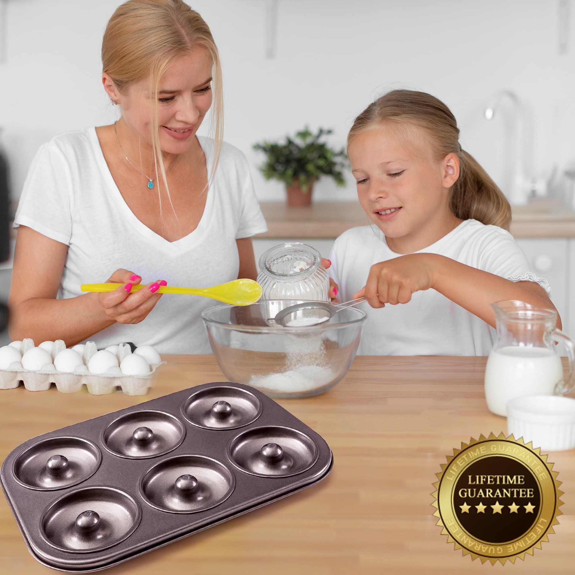 Dohnuts Donut Pan Premium 6 Cup Non-Stick Mini Doughnut and Bagel maker – for Healthier Homemade Baked Cakes