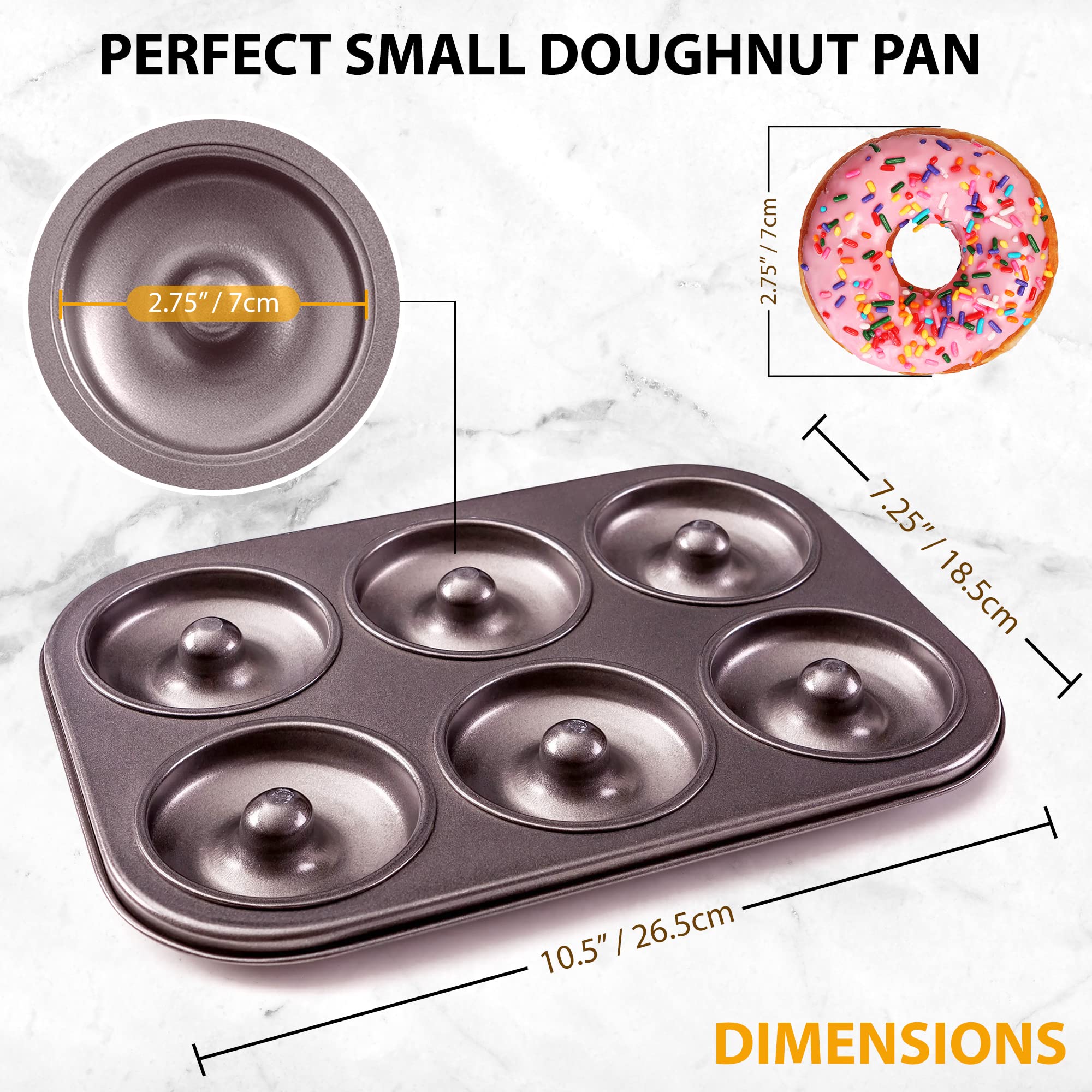 Dohnuts Donut Pan Premium 6 Cup Non-Stick Mini Doughnut and Bagel maker – for Healthier Homemade Baked Cakes