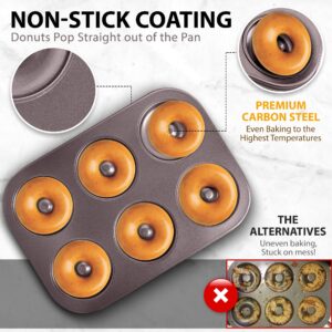 Dohnuts Donut Pan Premium 6 Cup Non-Stick Mini Doughnut and Bagel maker – for Healthier Homemade Baked Cakes