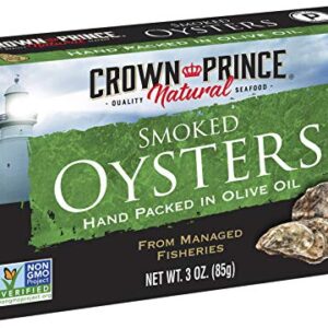 Crown Prince Natural Smoked Oysters in Pure Olive Oil, 3-Ounce Cans (Pack of 18)