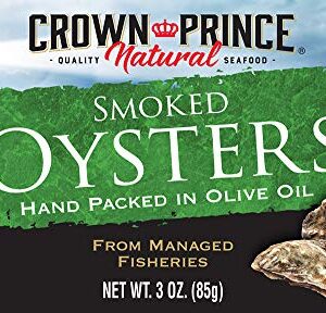 Crown Prince Natural Smoked Oysters in Pure Olive Oil, 3-Ounce Cans (Pack of 18)