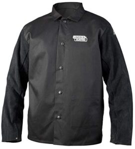 lincoln electric unisex adult traditional split leather sleeved welding jacket, black, large us
