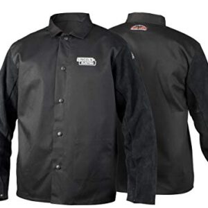 Lincoln Electric unisex adult Traditional Split Leather Sleeved Welding Jacket, Black, Large US