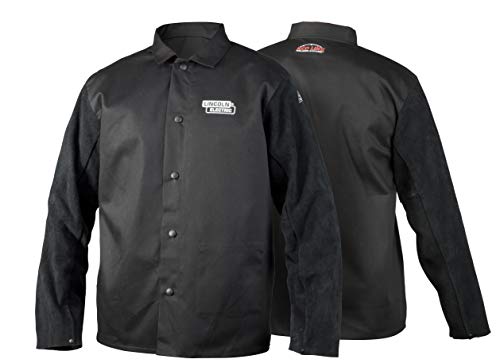 Lincoln Electric unisex adult Traditional Split Leather Sleeved Welding Jacket, Black, Large US