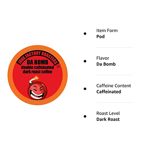 Java Factory Coffee Pods High Caffeine Coffee Compatible with K Cup Brewers Including 2.0, Da Bomb Extra Bold Double Caffeinated, 80 Count