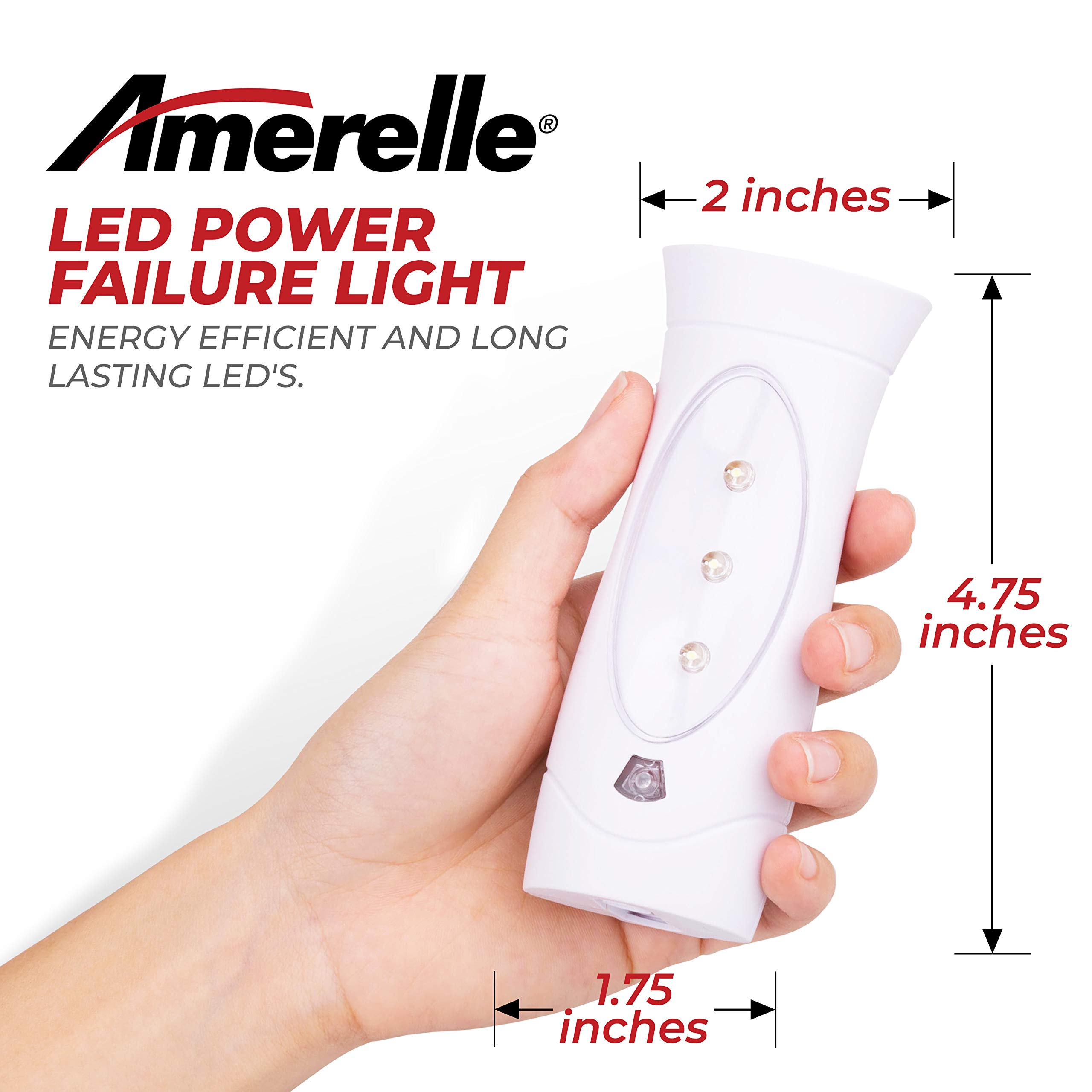 Amerelle LED Emergency Lights For Home Power Failure, 6 Pack - Triple Function Power Failure Light and Plug In Flashlight Combo, With Rechargeable Battery - Be Snow Storm & Hurricane Ready (71134)