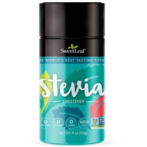 sweetleaf stevia powder shaker jar - stevia extract powder, zero calories, zero sugar, non-gmo, gluten-free, keto friendly, powdered stevia shaker - 4 oz