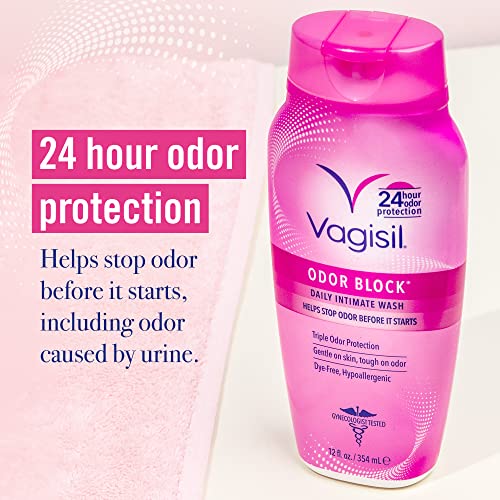 Vagisil Feminine Wash for Intimate Area Hygiene, Odor Block, Gynecologist Tested, Hypoallergenic, 12 oz, (Pack of 1)