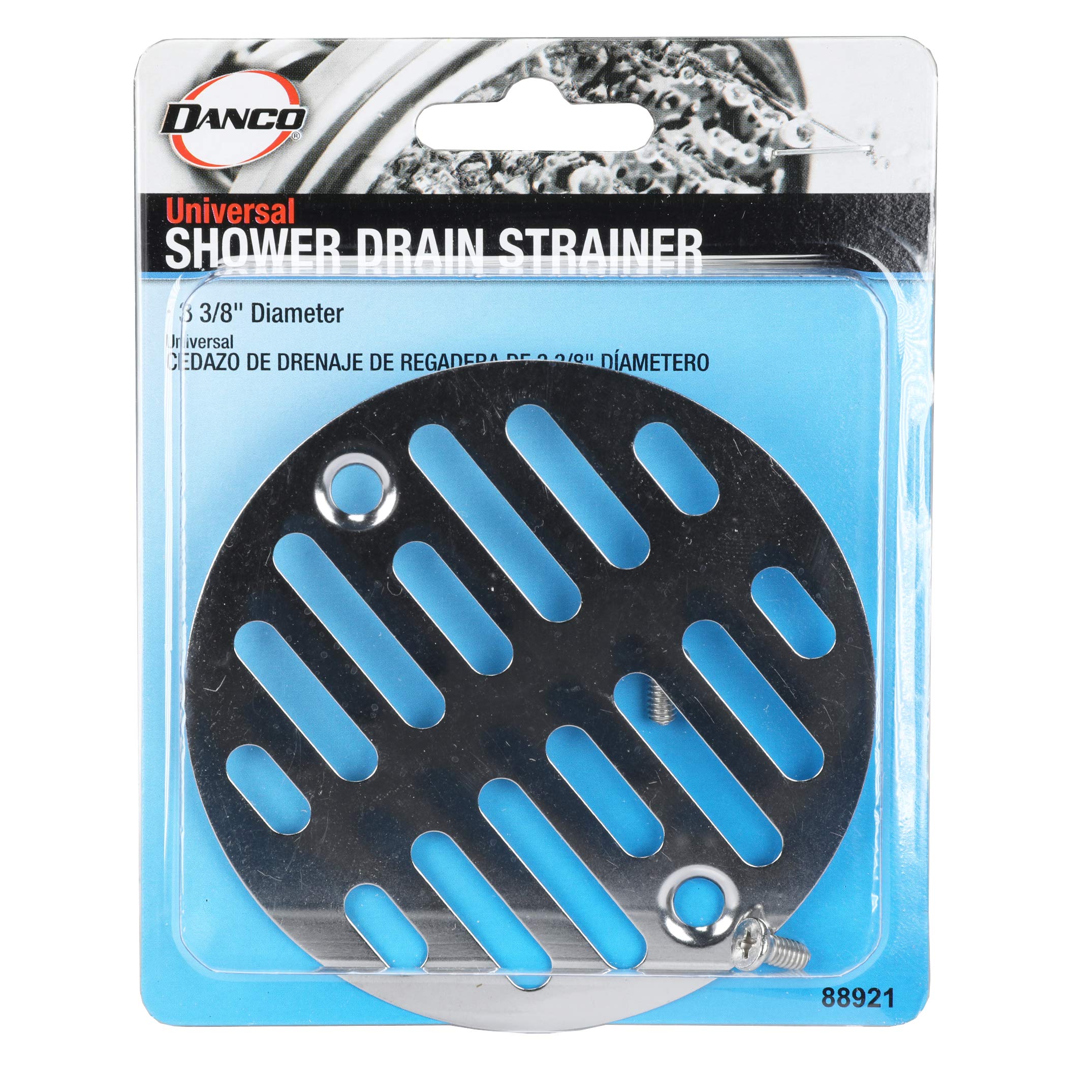 Danco 88921 Slotted Design Shower Drain Strainer, For Use With 3-3/8 in Shower Drains, Steel, Chrome Plated