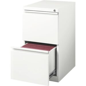 hirsh industries 20" deep 2 drawer mobile file cabinet file in white