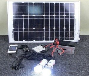 gowe 20w solar panel kit system, including: 20w solar panel, 5a omnipotence integration controller, 2pcs led lamp, mobile charger