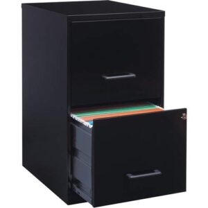 lorell soho 18" 2-drawer file cabinet 14.3" x 18" x 24" -locking drawer, pull handle, glide suspension - black