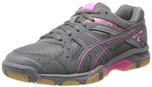 asics women's gel 1150v volley ball shoe,smoke/knock out pink/silver,8 m us