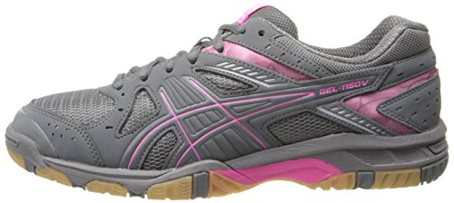 ASICS Women's Gel 1150V Volley Ball Shoe,Smoke/Knock Out Pink/Silver,8 M US