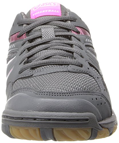 ASICS Women's Gel 1150V Volley Ball Shoe,Smoke/Knock Out Pink/Silver,8 M US