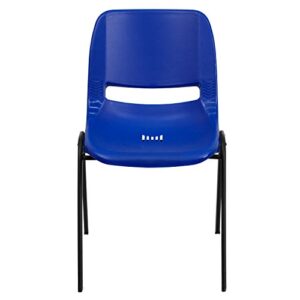 Flash Furniture HERCULES Series 661 lb. Capacity Navy Ergonomic Shell Stack Chair with Black Frame and 16'' Seat Height