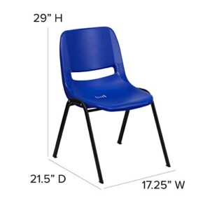 Flash Furniture HERCULES Series 661 lb. Capacity Navy Ergonomic Shell Stack Chair with Black Frame and 16'' Seat Height