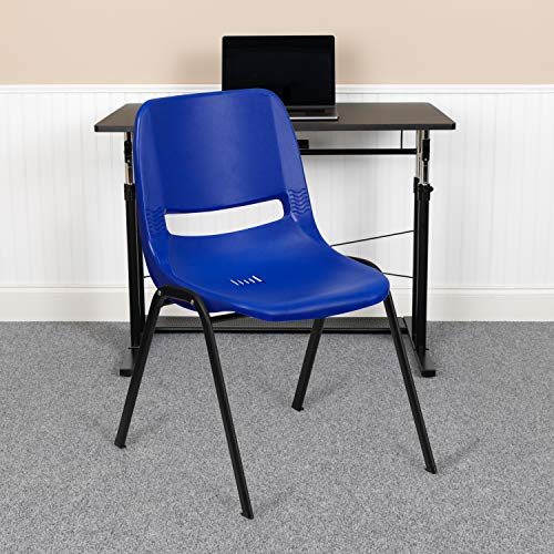 Flash Furniture HERCULES Series 661 lb. Capacity Navy Ergonomic Shell Stack Chair with Black Frame and 16'' Seat Height