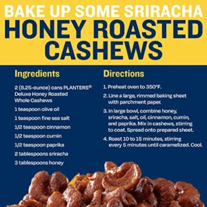 PLANTERS Deluxe Honey Roasted Whole Cashews, Sweet and Salty Snacks, 8.25oz (1 Canister)