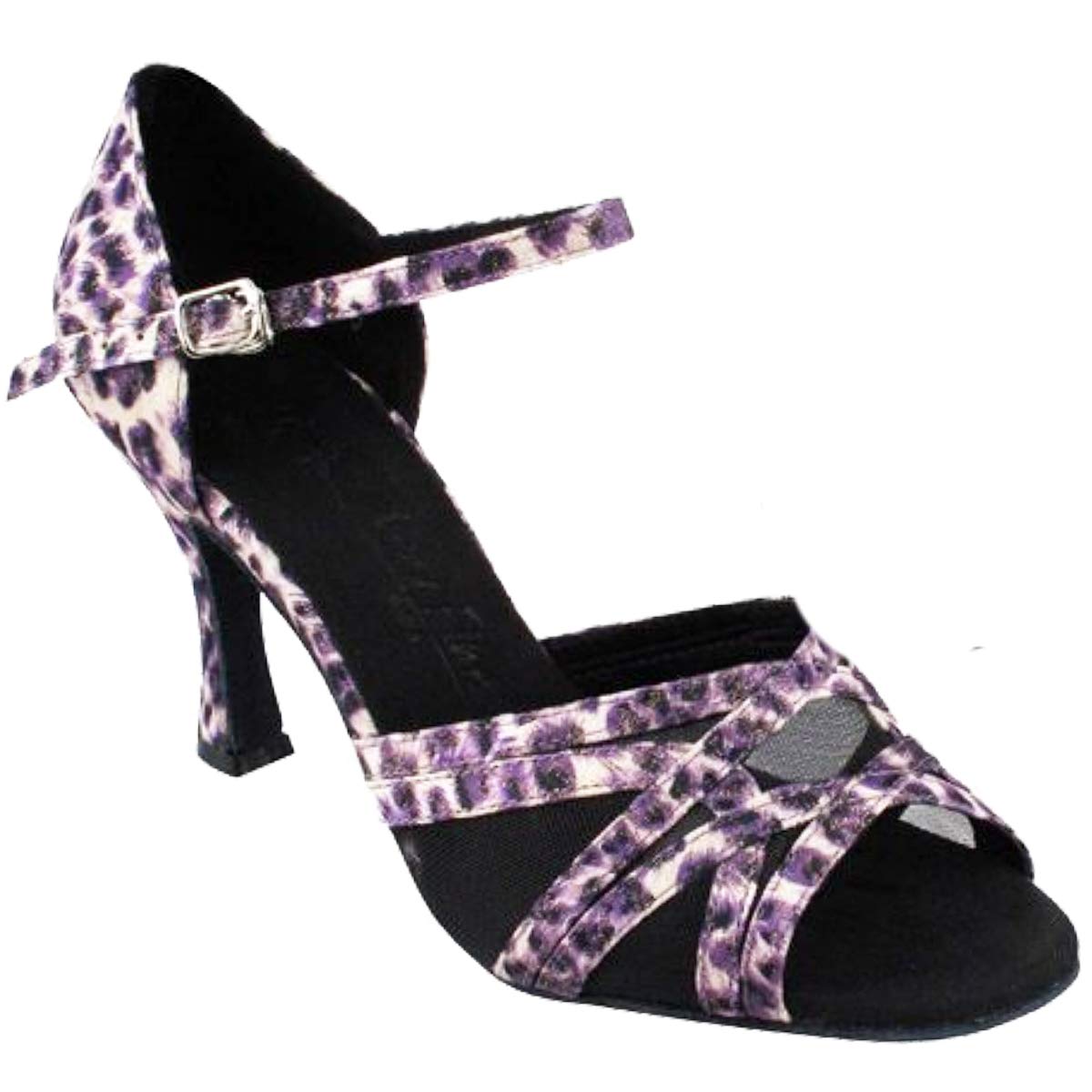 Women's Ballroom Dance Shoes Tango Wedding Salsa Dance Shoes Purple Leopard & Black Mesh Sera1398EB Comfortable - Very Fine 2.5" Heel 7.5 M US [Bundle of 5]