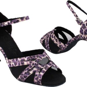 Women's Ballroom Dance Shoes Tango Wedding Salsa Dance Shoes Purple Leopard & Black Mesh Sera1398EB Comfortable - Very Fine 2.5" Heel 7.5 M US [Bundle of 5]