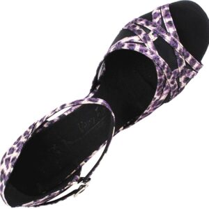 Women's Ballroom Dance Shoes Tango Wedding Salsa Dance Shoes Purple Leopard & Black Mesh Sera1398EB Comfortable - Very Fine 2.5" Heel 7.5 M US [Bundle of 5]