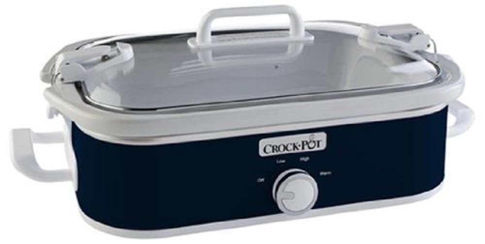 Crock-Pot Small 3.5 Quart Manual Casserole Slow Cooker and Food Warmer, Navy Blue (SCCPCCM350-BL)