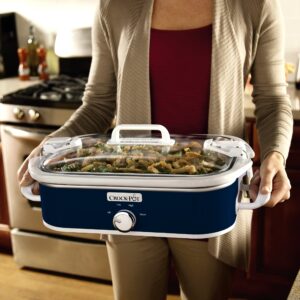 Crock-Pot Small 3.5 Quart Manual Casserole Slow Cooker and Food Warmer, Navy Blue (SCCPCCM350-BL)