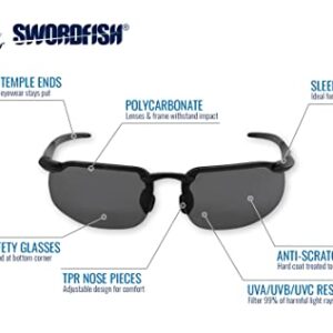 Bullhead Safety Swordfish Bifocal Safety Glasses, 2.0 Diopter, ANSI Z87+, Reader Glasses with UV Light Protection and Anti-Scratch Coating, Smoke Lenses, Matte Black Frame