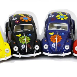 Diecast Cars-Set of 4 Cars: 5 VW Happy Flower Classic Beetle 1/32 Scale, Pull Back n Go Action. by Kinsmart