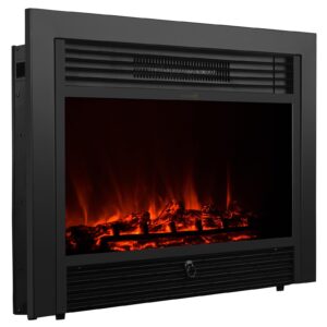 xtremepowerus electric fireplace insert w/remote & timer 28.5" 1500w adjustable 3d flame space heater wall firebox indoor stove room fake place