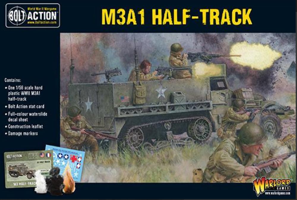 Warlord Bolt Action M3A1 Halftrack 1:56 WWII Military Wargaming Plastic Model Kit, Small