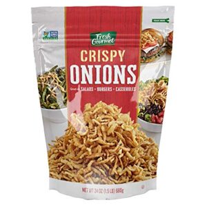 fresh gourmet crispy onions | 24 ounce | low carb | crunchy snack and salad topper
