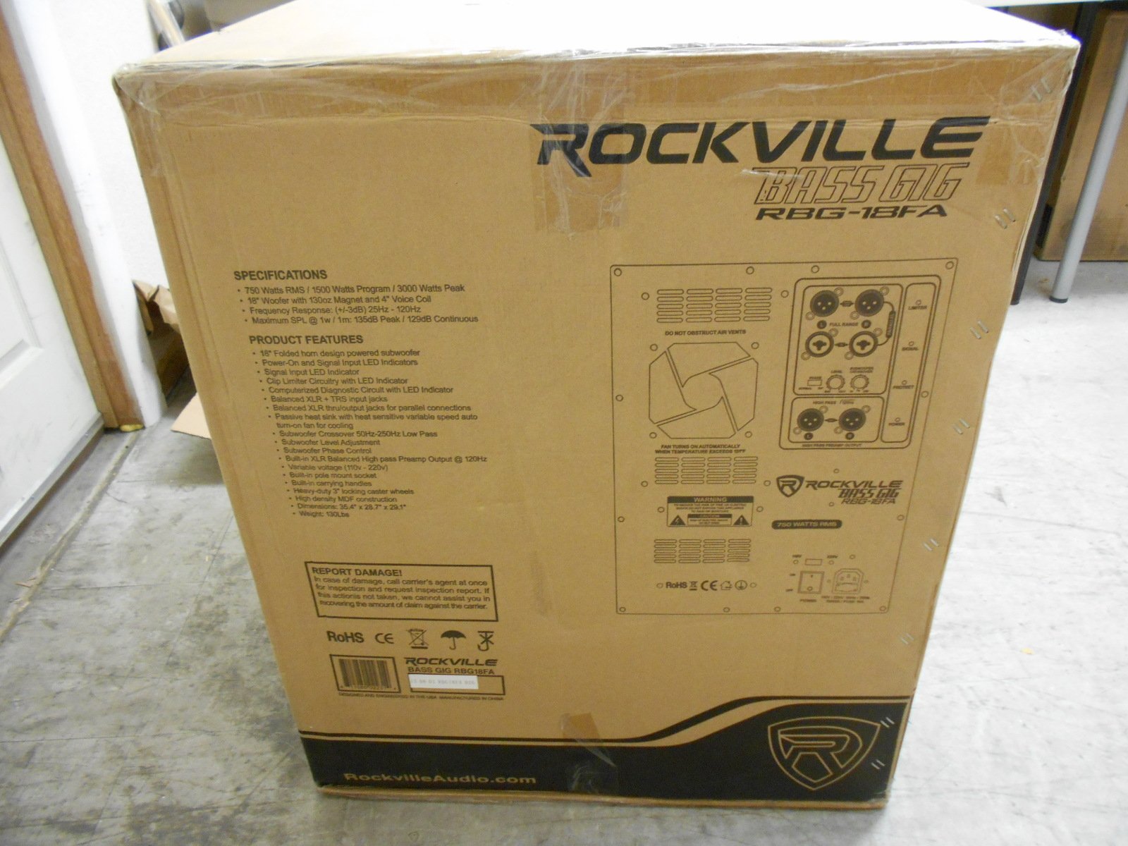 Rockville RBG18FA 18" 3000w Active Powered Pro Subwoofer Folded Horn PA/DJ Sub