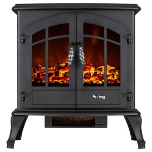 e-flame usa jasper freestanding electric fireplace stove heater - realistic 3-d log and fire effect (black)