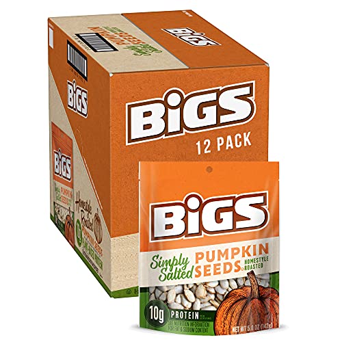 BIGS Simply Salted Homestyle Roast Pumpkin Seeds, Low Carb Lifestyle, 5-oz. Bag (Pack of 12)