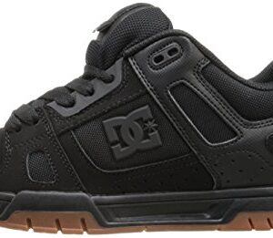 DC Men's Stag Low Top Skate Shoe, Black/Gum, 11 D US