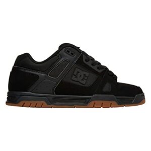 DC Men's Stag Low Top Skate Shoe, Black/Gum, 11 D US