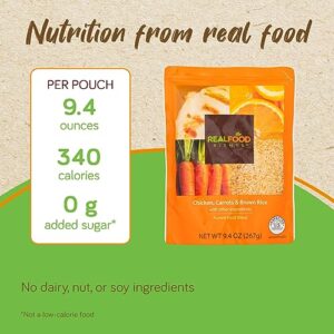 Real Food Blends Chicken, Carrots & Brown Rice - Pureed Food Meal for Feeding Tubes, 9.4 oz Pouch (Pack of 12 Pouches)