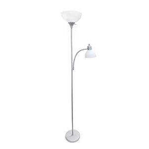 simple designs lf2000-slv mother-daughter floor lamp with reading light, silver