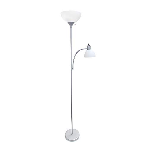 Simple Designs LF2000-SLV Mother-Daughter Floor Lamp with Reading Light, Silver