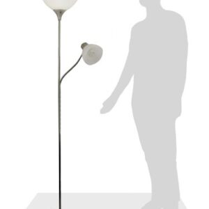 Simple Designs LF2000-SLV Mother-Daughter Floor Lamp with Reading Light, Silver