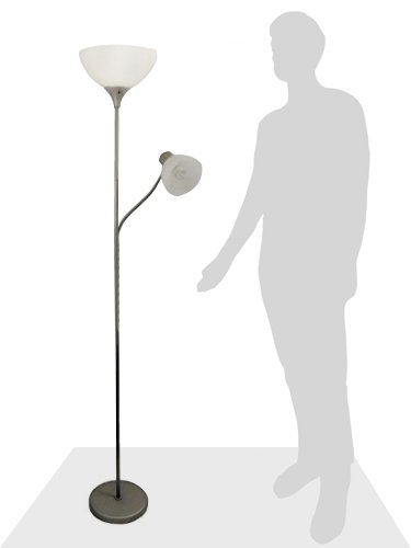 Simple Designs LF2000-SLV Mother-Daughter Floor Lamp with Reading Light, Silver