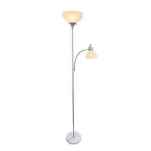 Simple Designs LF2000-SLV Mother-Daughter Floor Lamp with Reading Light, Silver