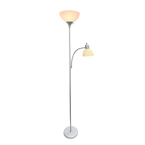 Simple Designs LF2000-SLV Mother-Daughter Floor Lamp with Reading Light, Silver